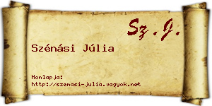 Szénási Júlia névjegykártya